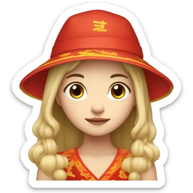 Fair-skinned Girl with chinese hat sticker