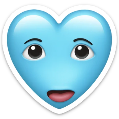 light blue heart with kissy lips sticker