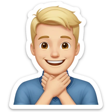 Guy laughing with hands crossed around its neck  sticker