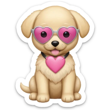 Blonde lab puppy with pink heart sunglasses sticker