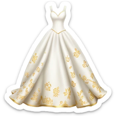 White and gold wedding dress with floral pattern on it  sticker