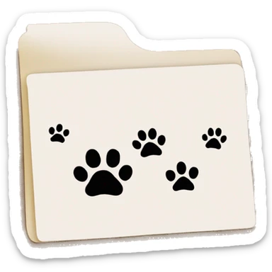 a folder of documents with a dog's paw print on it sticker