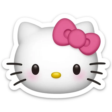 Hello kitty face, pink bow sticker