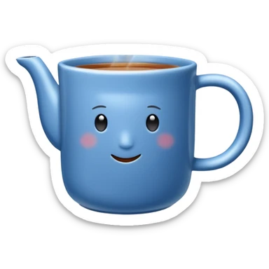 visibly steaming plain blue mug of tea sticker