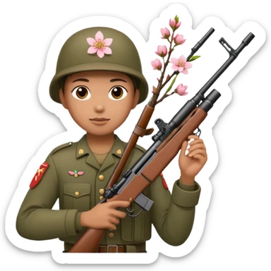 soldier with cherry blossom sticker