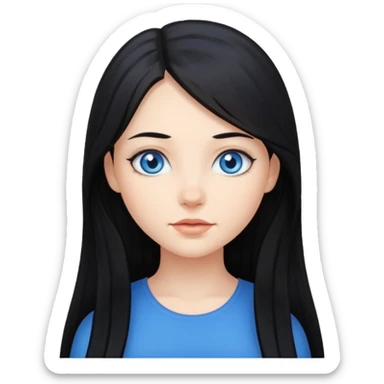 fille cheveux long et noir, yeux bleu sticker
