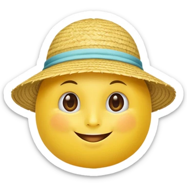 A lemon with a straw beach hat, smiling cutely.































 sticker