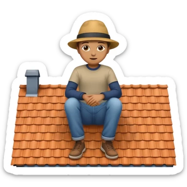 sitting on the roof of a house sticker