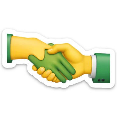 green hand and yellow hand handshake sticker