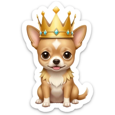 Tan chihuahua with crown sticker