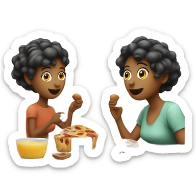 Mamma e figlia bionde fanno colazione sticker