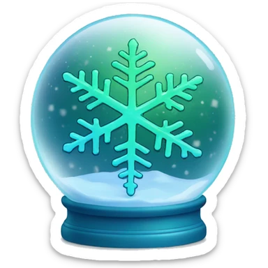 Blue and green snowflake snow globe sticker