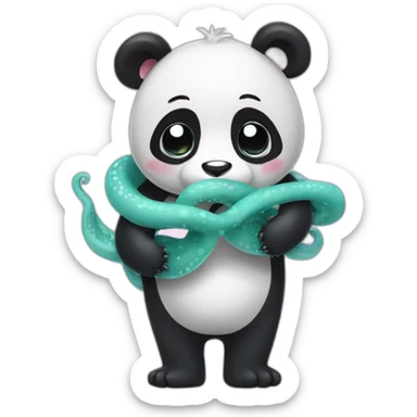 Panda hug an octopus sticker