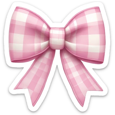 Pink and white plaid bow sticker