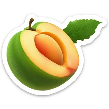 Peach being poked by cucumber sticker