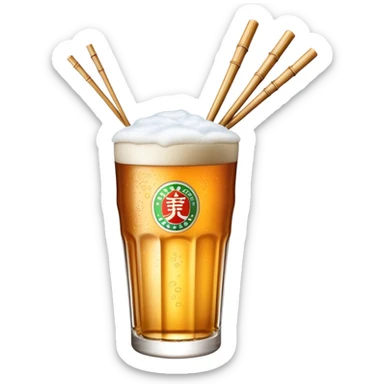 Tsingtao beer with chopsticks sticker