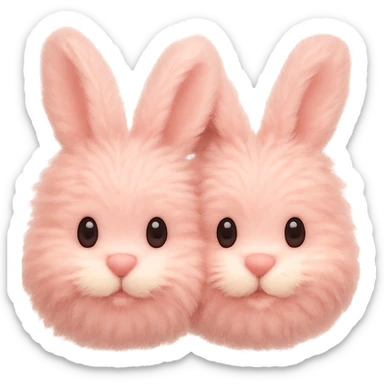 Make the light pink bunny slippers with a fluffy tail look extra fluffy in the style of emoji (apple style emojis). sticker