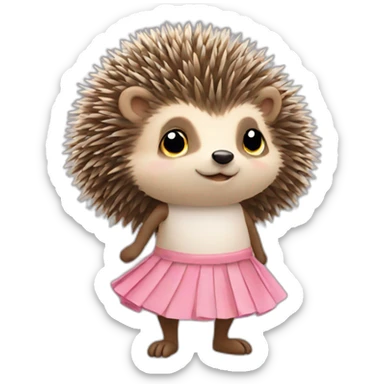 Hedgehog wearing a skirt sticker