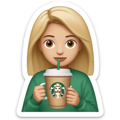 an emoji wearing a CLC (girls lacrosse team) sweatshirt, holding a Starbucks cup sticker