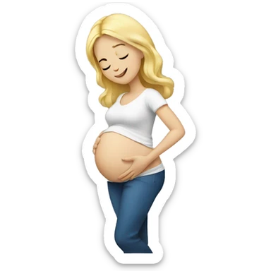 Blonde girl who is pregnant rubbing her belly  sticker