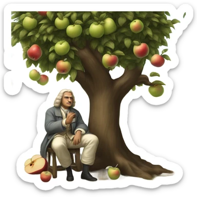apple falling on newton  sticker