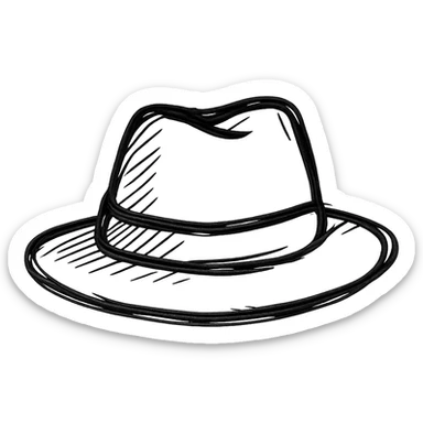 hat, minimalist black outline icon, no fill, simple lines sticker