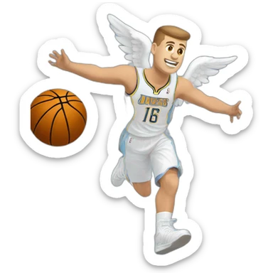jokic as an angel descending from basketball heaven sticker