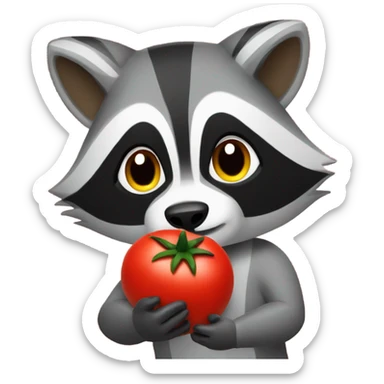 raccoon throwing tomatos sticker