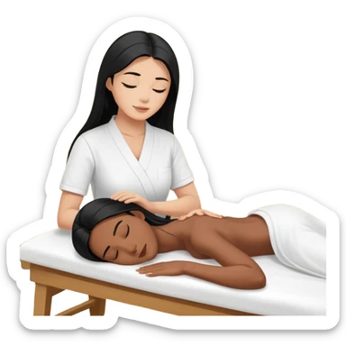 Philippines woman with long hair is getting a massage  from a blond white man sticker