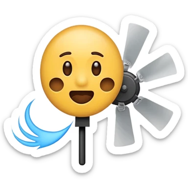 Create a shit emoji being thrown from a fan, like "shit in the fan" expression.
Use the actual "shit emoji" and try version with electric fan sticker