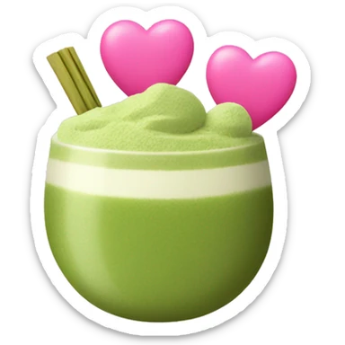 matcha with pink hearts sticker