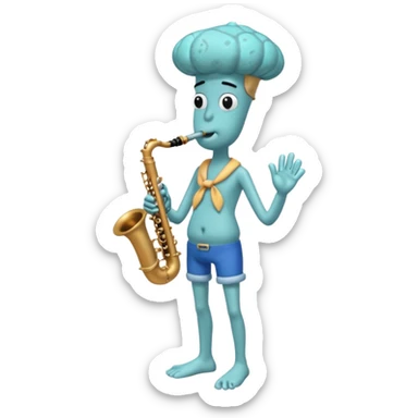 Squidward Tentacles playing the clarinet in bikini bottom  sticker