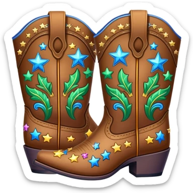 colorful fancy cowboy boots with stars and western patterns sticker