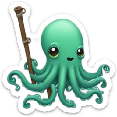 cute kraken hanging a white flag sticker