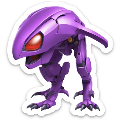 a Genesect-Raptor-Fakémon—hybrid with a futuristic visor-helmet full body sticker