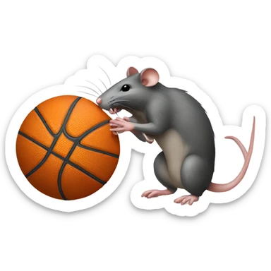 Rat eating a basketball  sticker