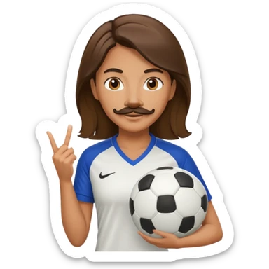 woman soccer player with mustache holding soccer ball sticker