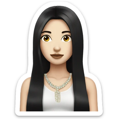 pale girl with long black hair bling sticker