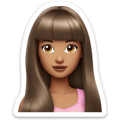 Beautiful Barbie brunette with bangs long hair  sticker