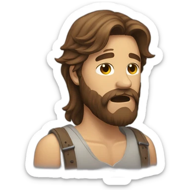 long brown haired bearded man crying sticker