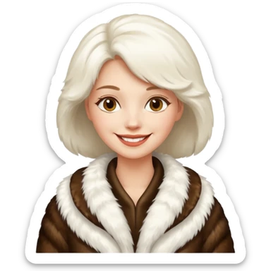 luxary white fur coat woman sticker
