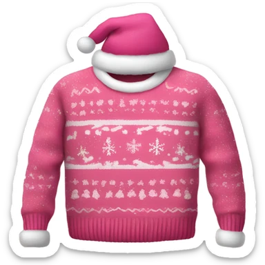 Realistic isolated pink ugly Christmas sweater sticker