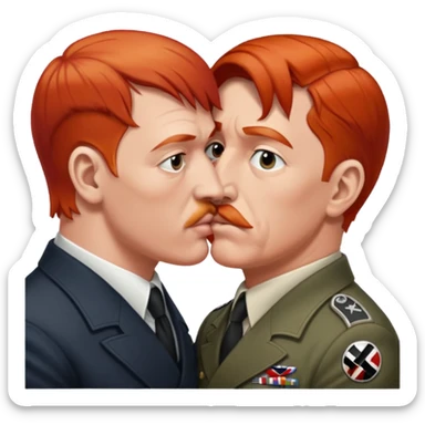 a red head male kissing hitler sticker