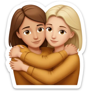 Caucasian people hugging each other, friendship, warm embrace sticker
