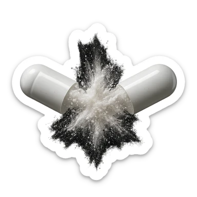 DUE BOCCETTE DI INTEGRATORI BIANCHE CHE SI SCONTRANO A VICENDA FINO AD ELIMINARSI, IPERREALISTICA 4K sticker