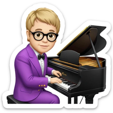 Elton John playing piano sticker