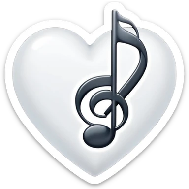 white heart with a music note sticker