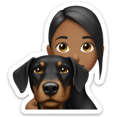 Black small Doberman with blonde girl  sticker