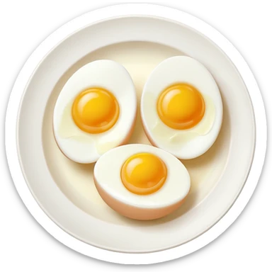 Two boil eggs in a plate cut in half sticker