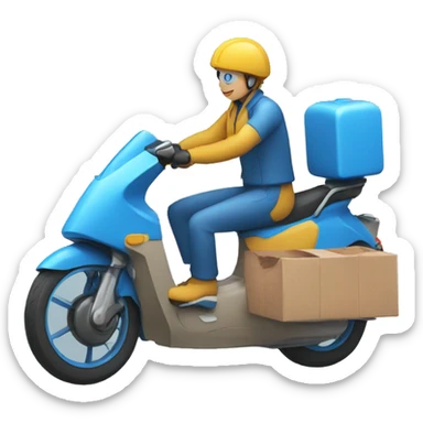food delivery with blue bike sticker